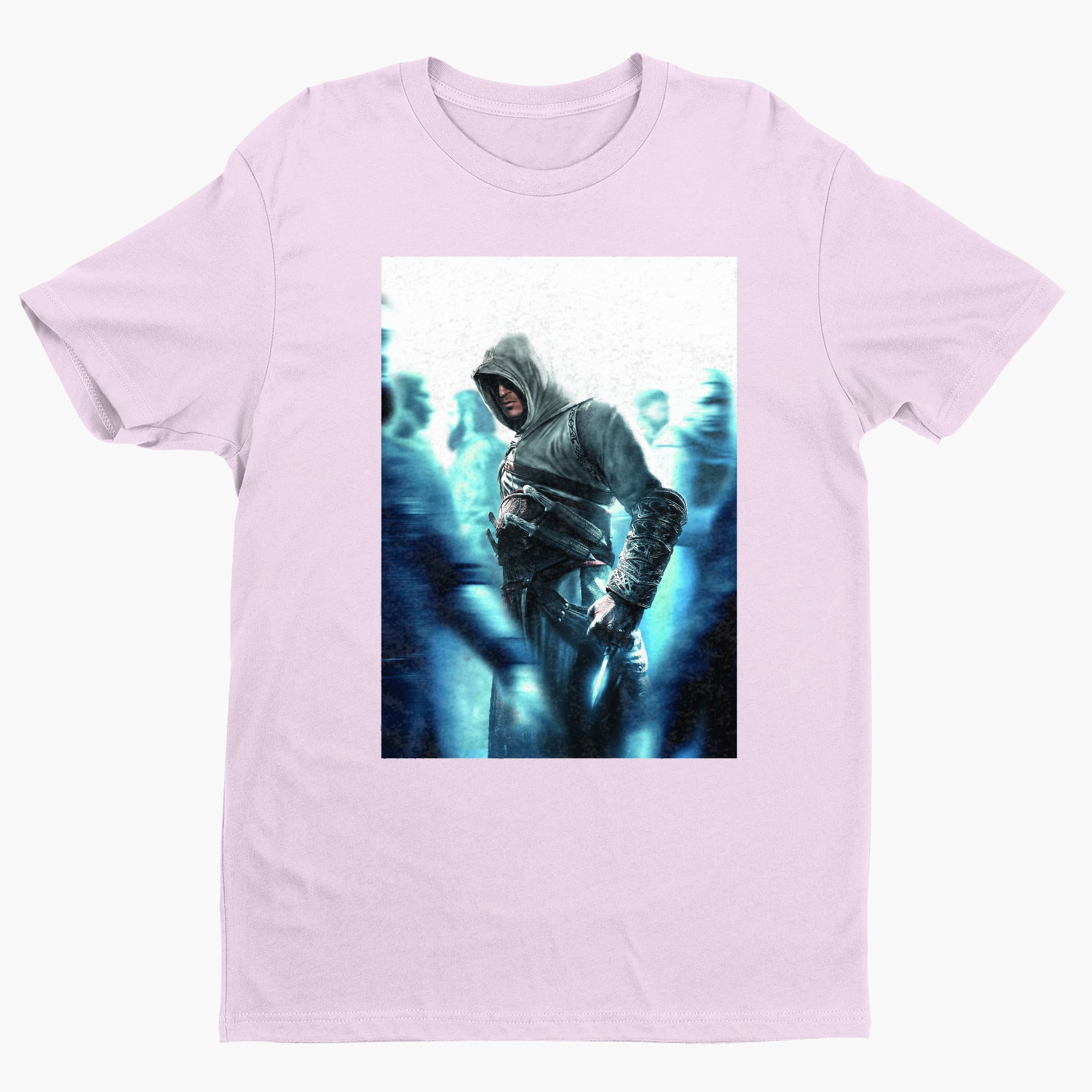 Assassin's Creed crowd key art tee - light pink unisex t-shirt, front view